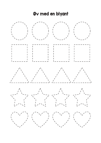 Alfabeter spøring øvelser, A, B, C, D,E